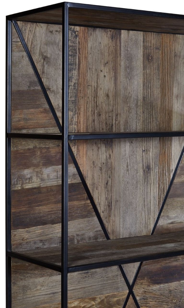 Midas Shelving Unit - Industrial - Elm Wood