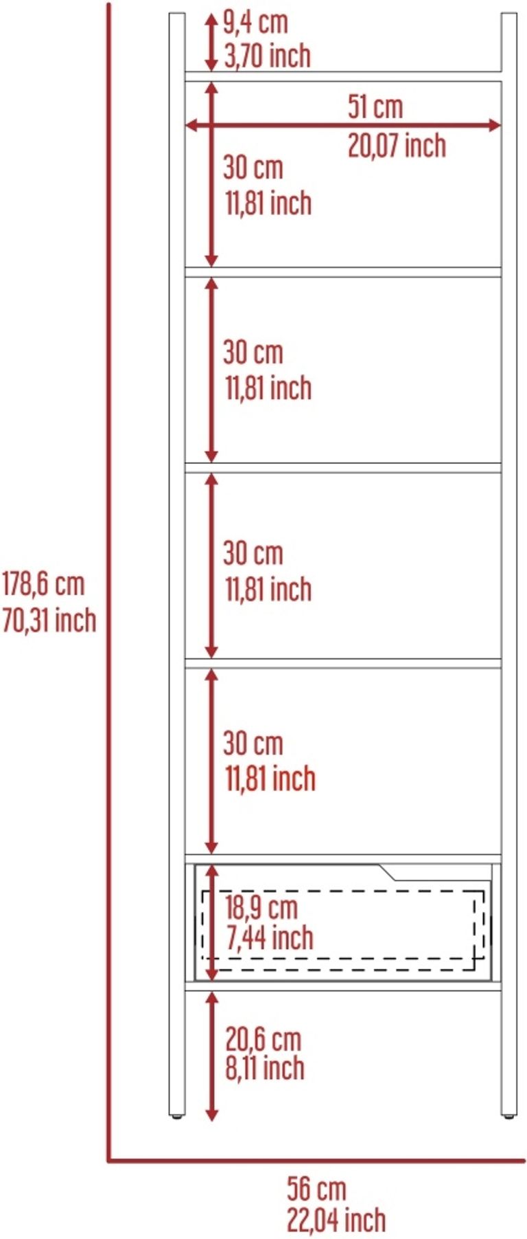 Manhattan Grey Ladder Bookcase