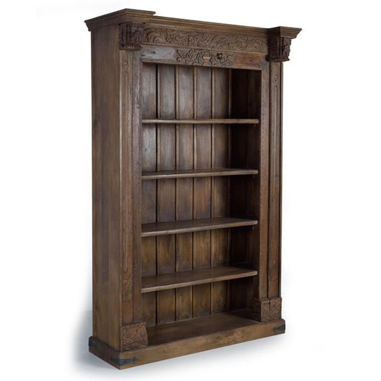 Naturita Bookcase - Dark Mango Wood - Carved