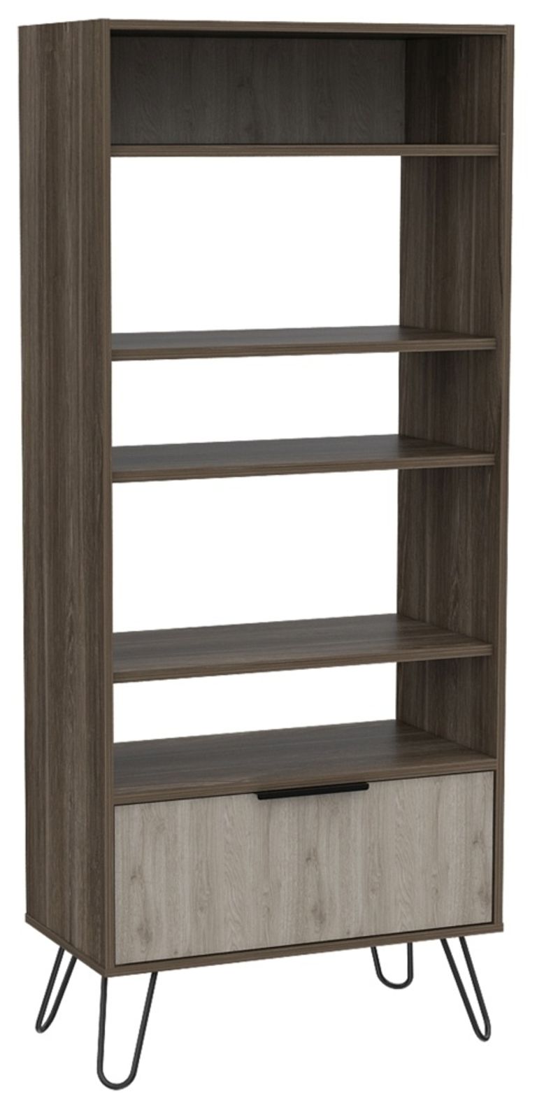 Nevada Grey Oak Effect Bookcase with Hairpin Legs