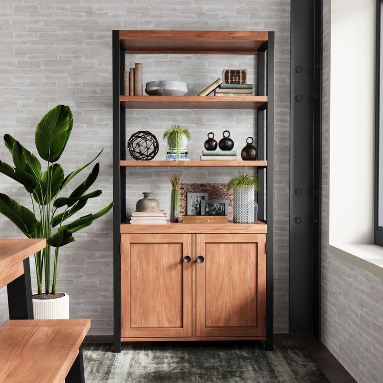 Rayne Acacia Bookcase with Cupboard