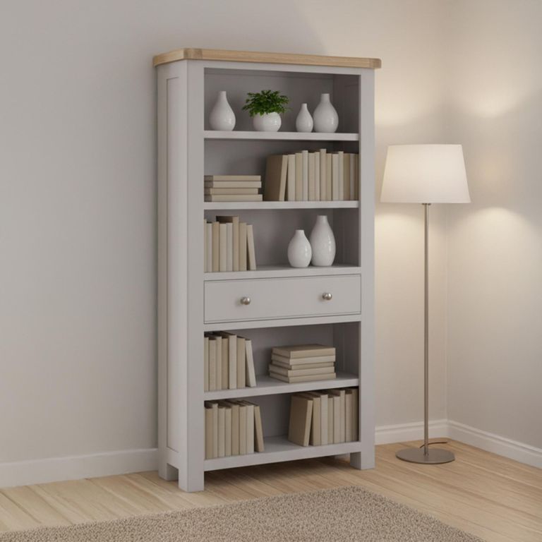 Salcombe Bookcase - Large - 1 Drawer - Grey Oak