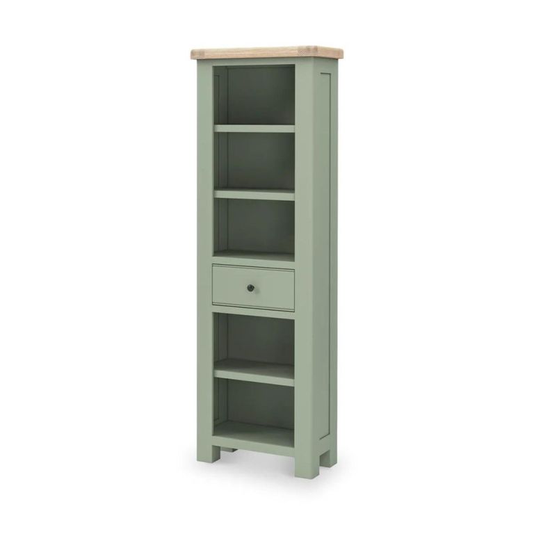Salcombe Bookcase - Slim - 1 Drawer - Sage Oak