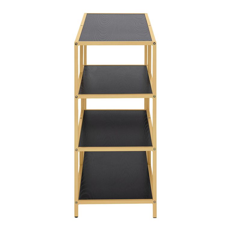 Seaford Shelving Unit - Open - Black Melamine and Gold Metal