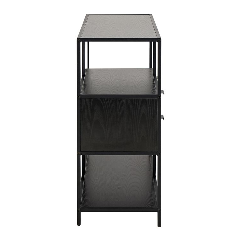 Seaford Shelving Unit - 2 Drawer - Black Melamine and Metal