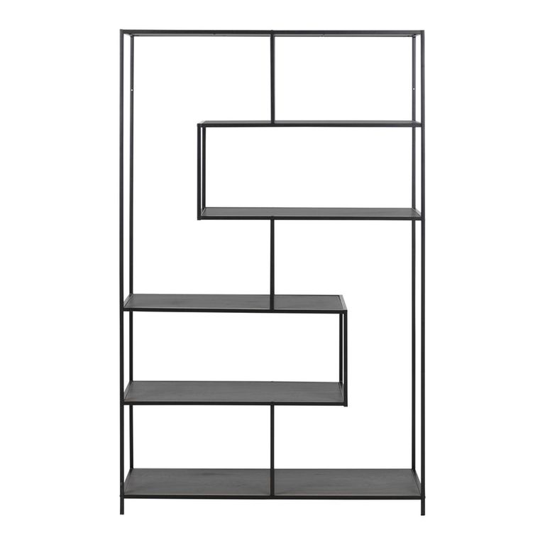 Seaford Large Bookshelf - Black Melamine and Metal