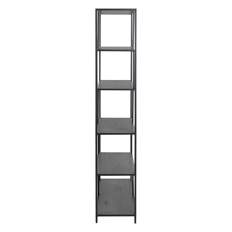 Seaford Large Bookshelf - Black Melamine and Metal
