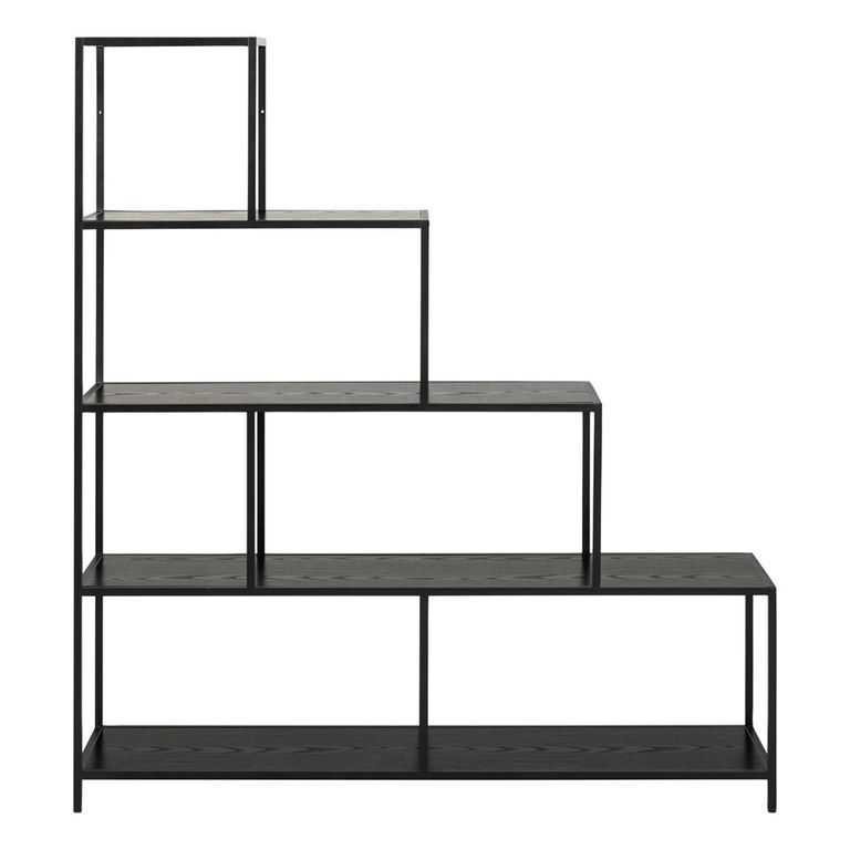Seaford Shelving Unit - Large Open - Black Melamine and Metal