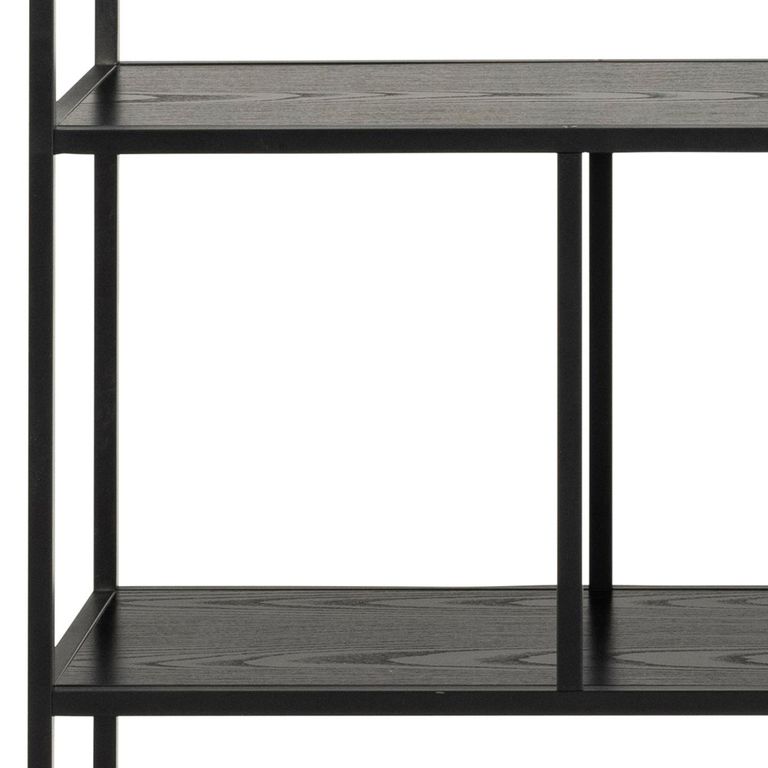 Seaford Shelving Unit - Large Open - Black Melamine and Metal