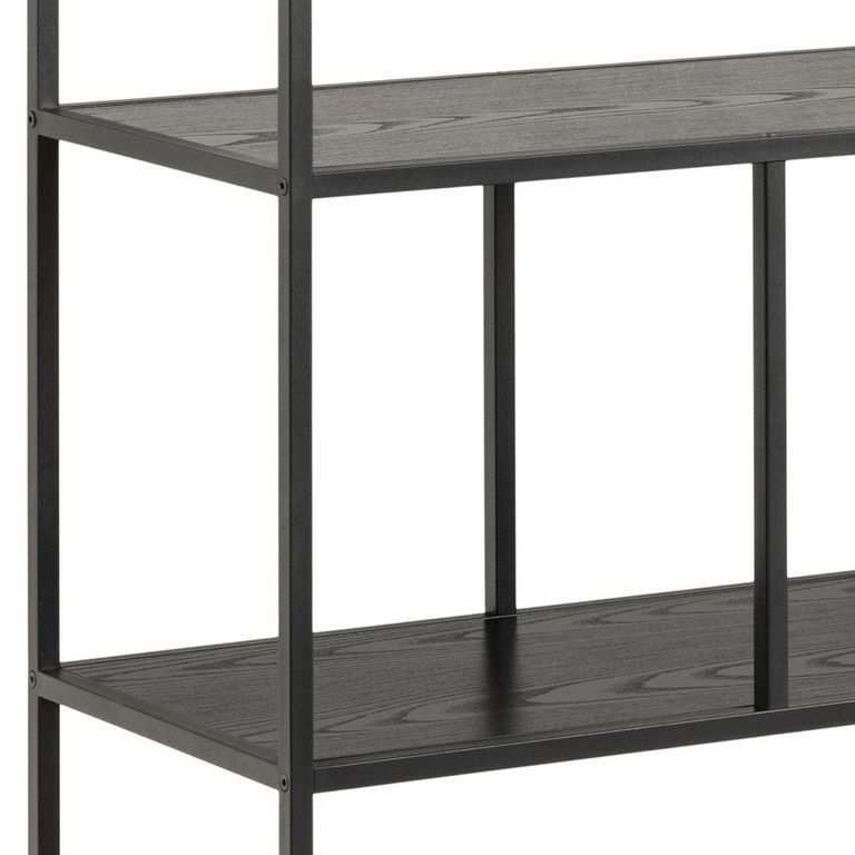 Seaford Shelving Unit - Large Open - Black Melamine and Metal