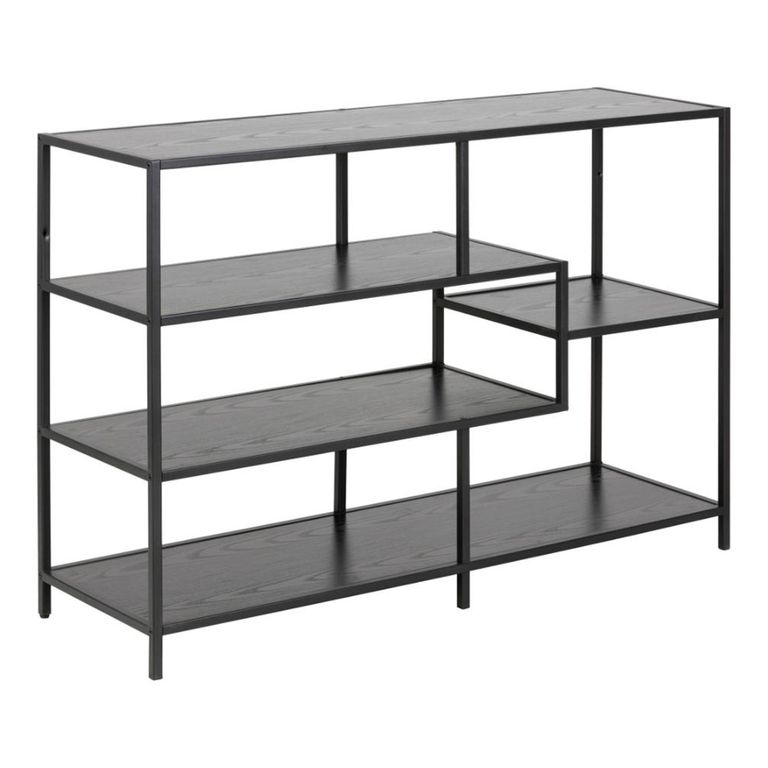 Seaford Shelving Unit - Open - Black Melamine and Metal