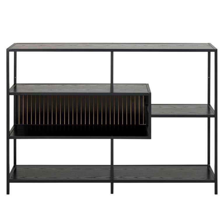 Seaford Shelving Unit - Open - Black Melamine and Metal