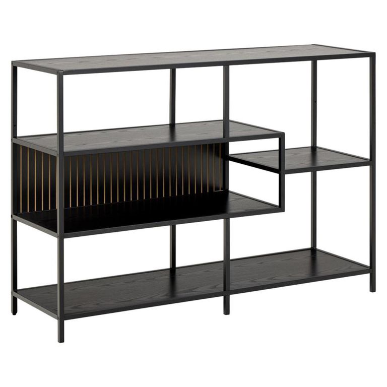 Seaford Shelving Unit - Open - Black Melamine and Metal