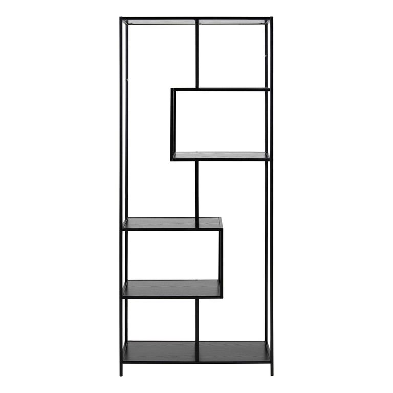 Seaford Tall Bookshelf - Black Melamine and Metal
