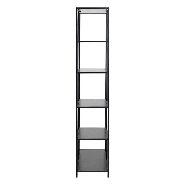 Seaford Tall Bookshelf - Black Melamine and Metal