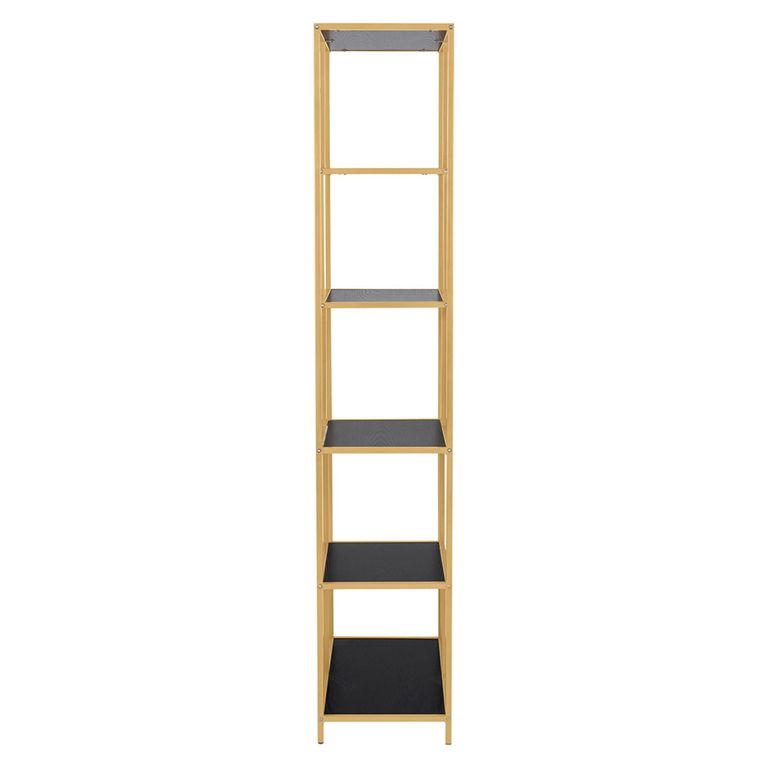 Seaford Bookshelf - Tall Open - Black and Gold Metal