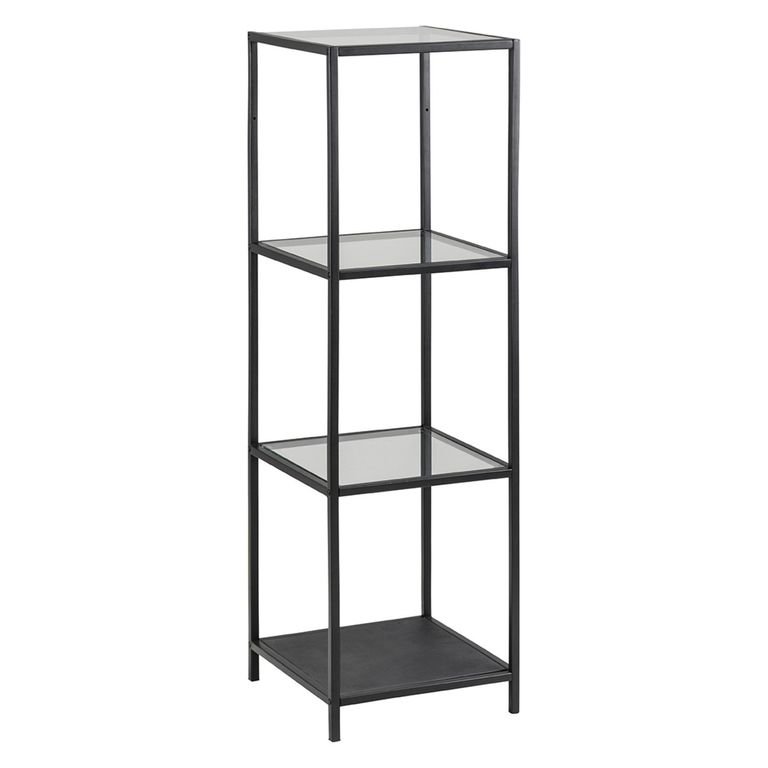 Seaford Shelving Unit - Narrow Open - Oak and Black Metal