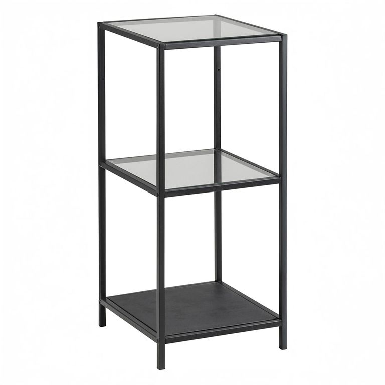 Seaford Shelving Unit - Small Open - Clear Glass and Black Metal
