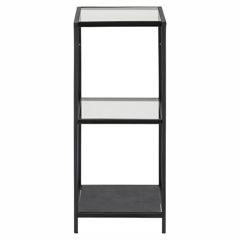 Seaford Shelving Unit - Small Open - Clear Glass and Black Metal