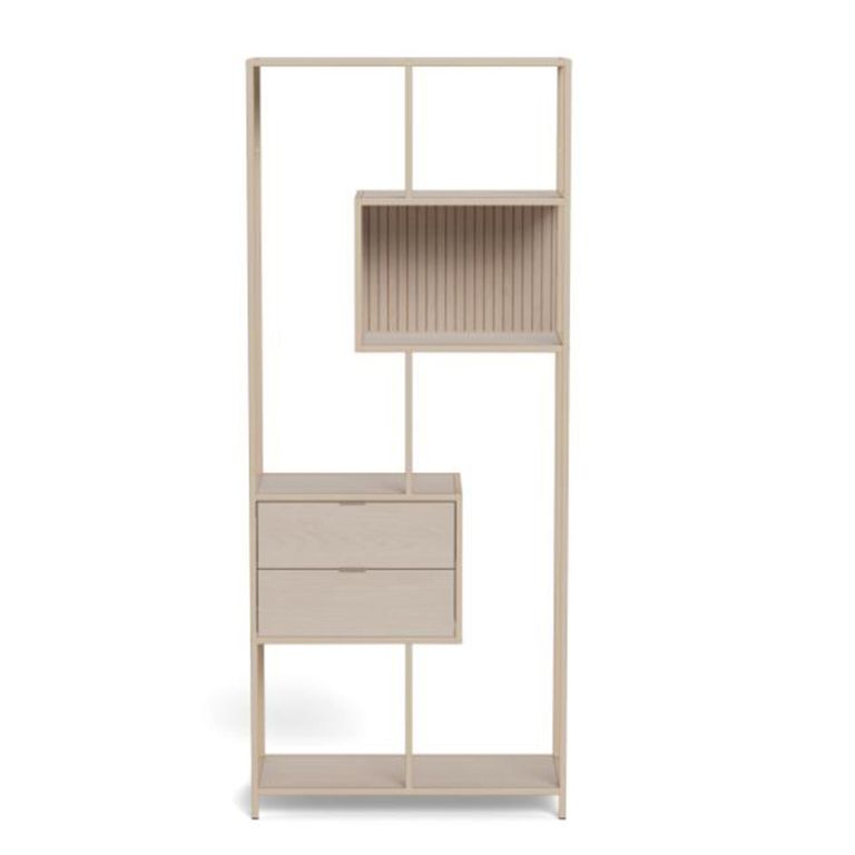 Seaford Shelving Unit - 2 Drawer - Tall - Grey Melamine and Metal