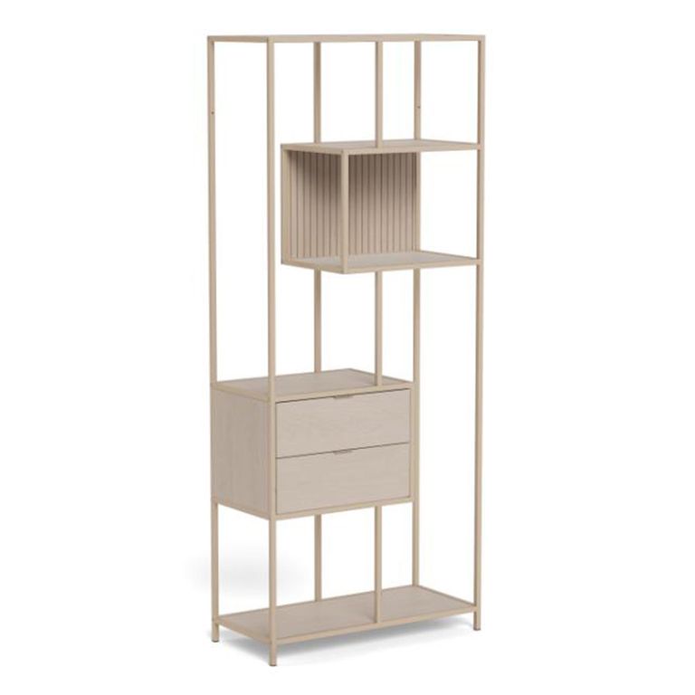 Seaford Shelving Unit - 2 Drawer - Tall - Grey Melamine and Metal
