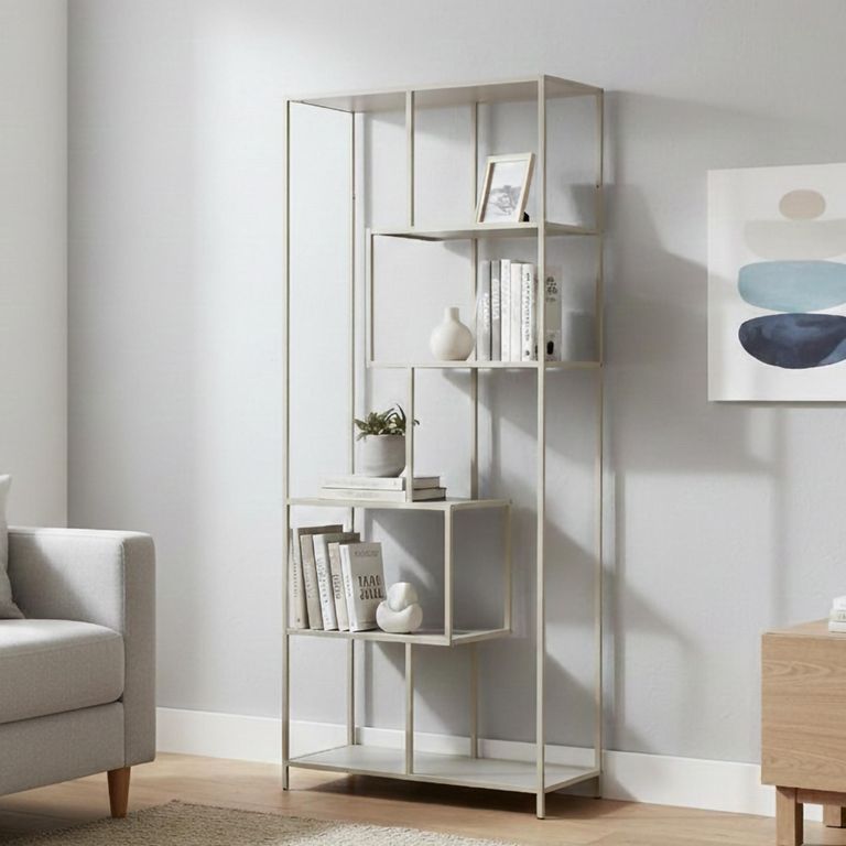 Seaford Tall Bookshelf - Grey Melamine and Metal