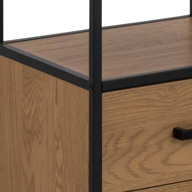 Seaford Display Cabinet - 2 Door - Oak and Black Metal
