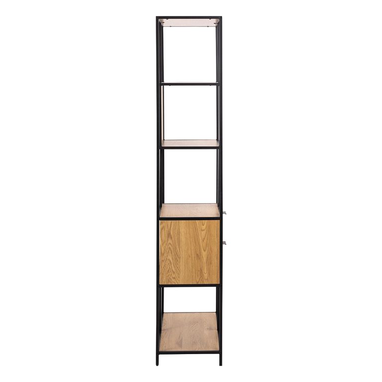 Seaford Shelving Unit - 2 Drawer - Tall - Oak and Black Metal