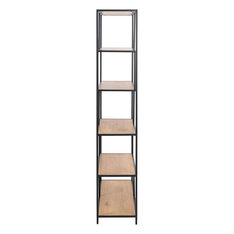Seaford Large Bookshelf - Oak and Black Metal