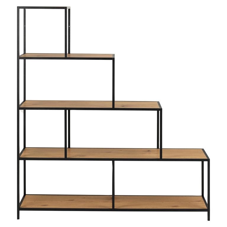Seaford Shelving Unit - Large Open - Oak and Black Metal