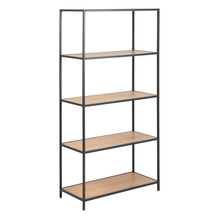 Seaford Shelving Unit - Low Open - Oak and Black Metal
