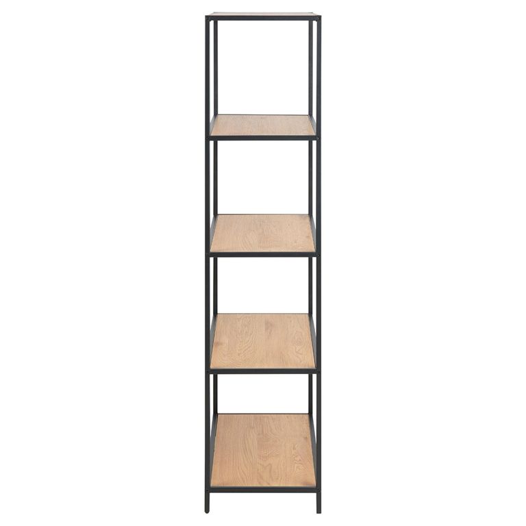 Seaford Shelving Unit - Low Open - Oak and Black Metal