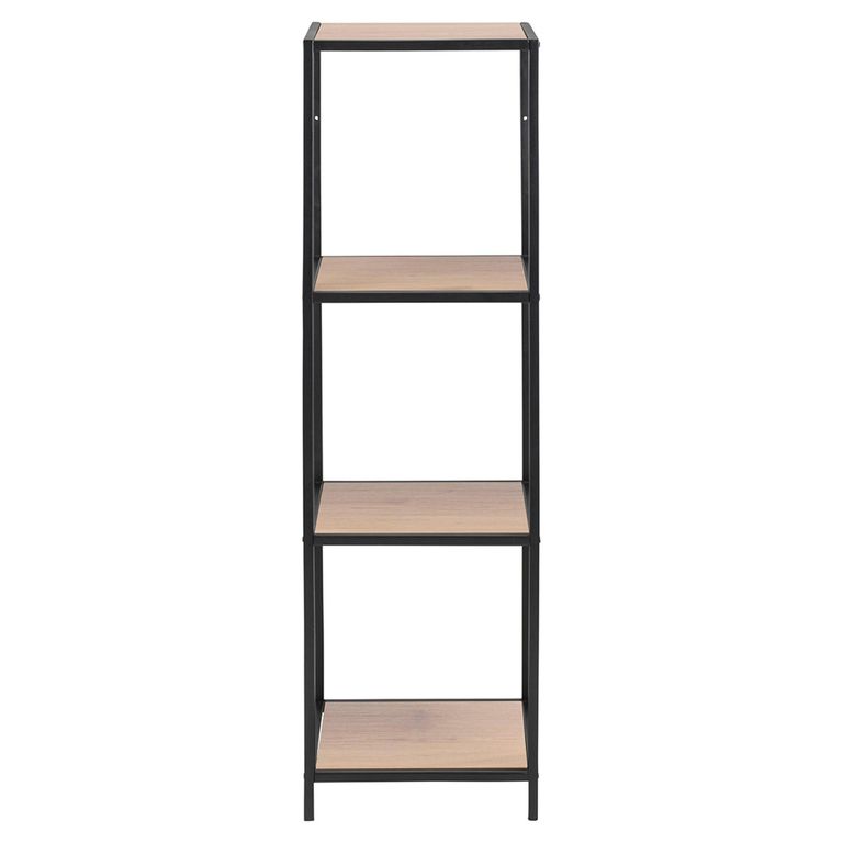 Seaford Shelving Unit - Narrow Open - Black Melamine and Metal
