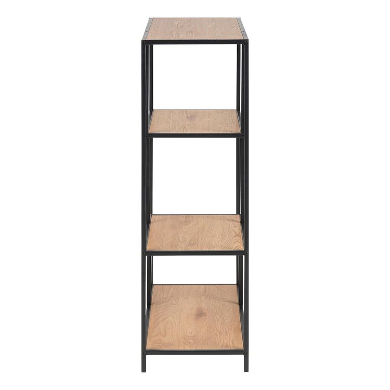 Seaford Bookshelf - Open - Oak and Black Metal