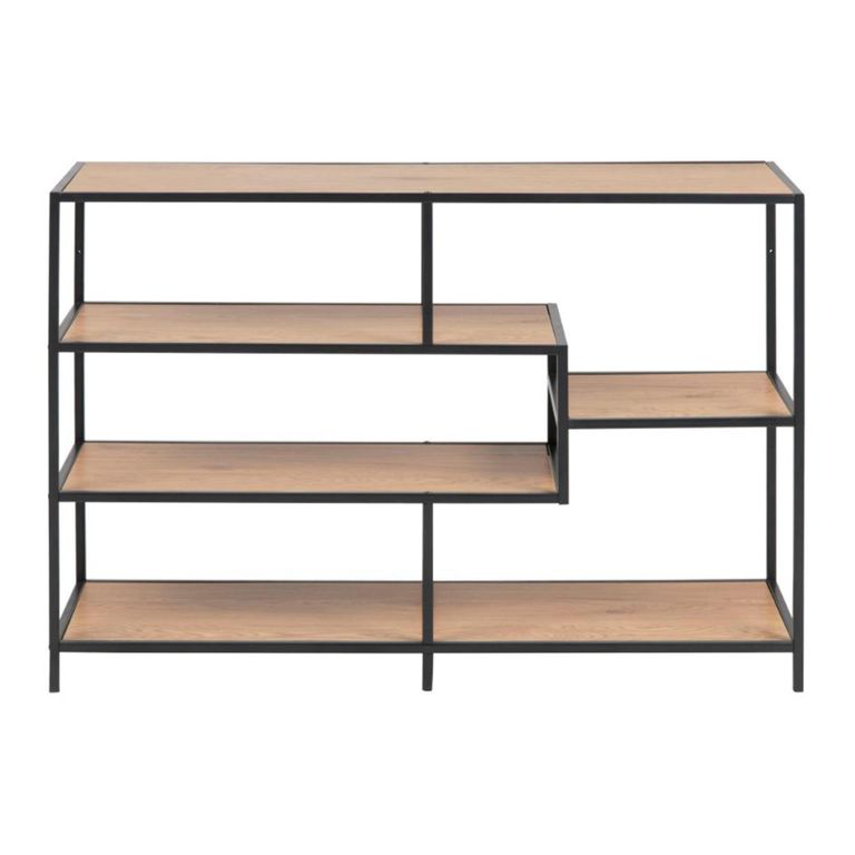 Seaford Shelving Unit - Open - Oak and Black Metal