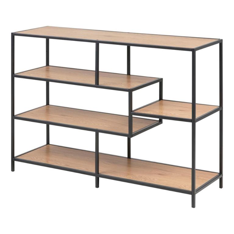Seaford Shelving Unit - Open - Oak and Black Metal
