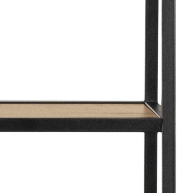 Seaford Bookshelf - Open - Oak and Black Metal - with Drawer