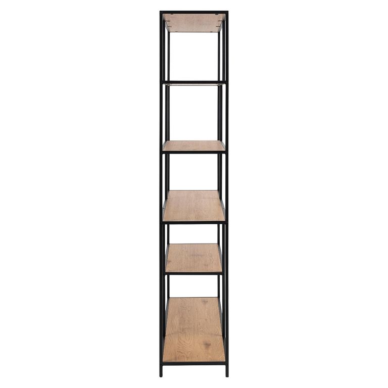 Seaford Shelving Unit - Wide Open - Oak and Black Metal