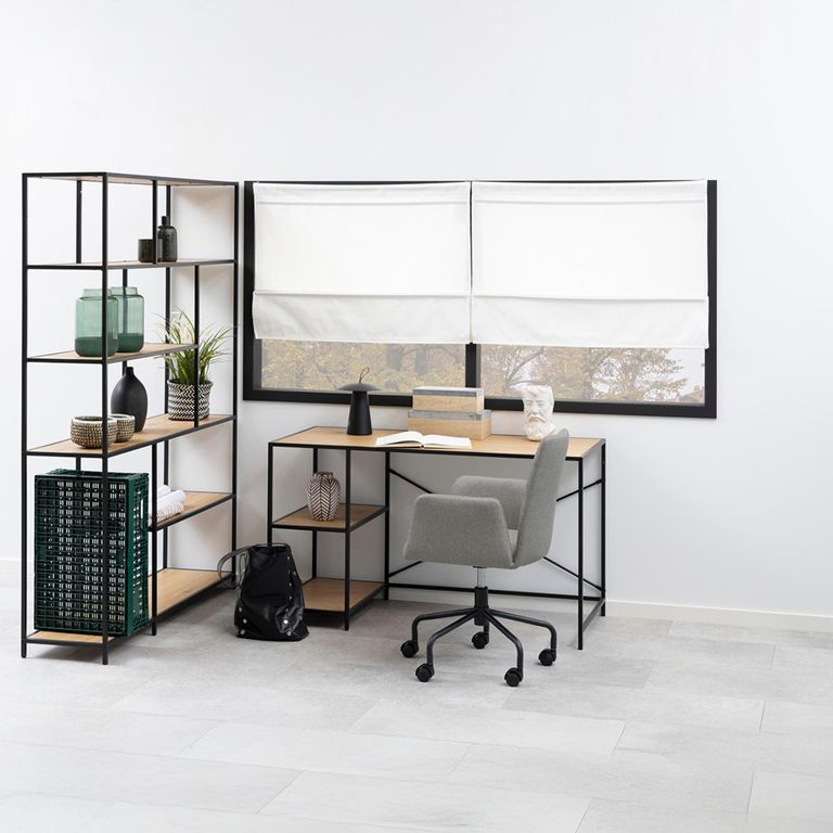 Seaford Shelving Unit - Wide Open - Oak and Black Metal