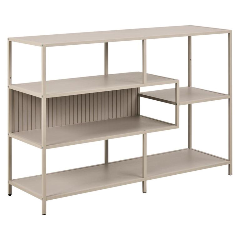 Seaford Shelving Unit - Low - Slatted - Grey Melamine and Metal