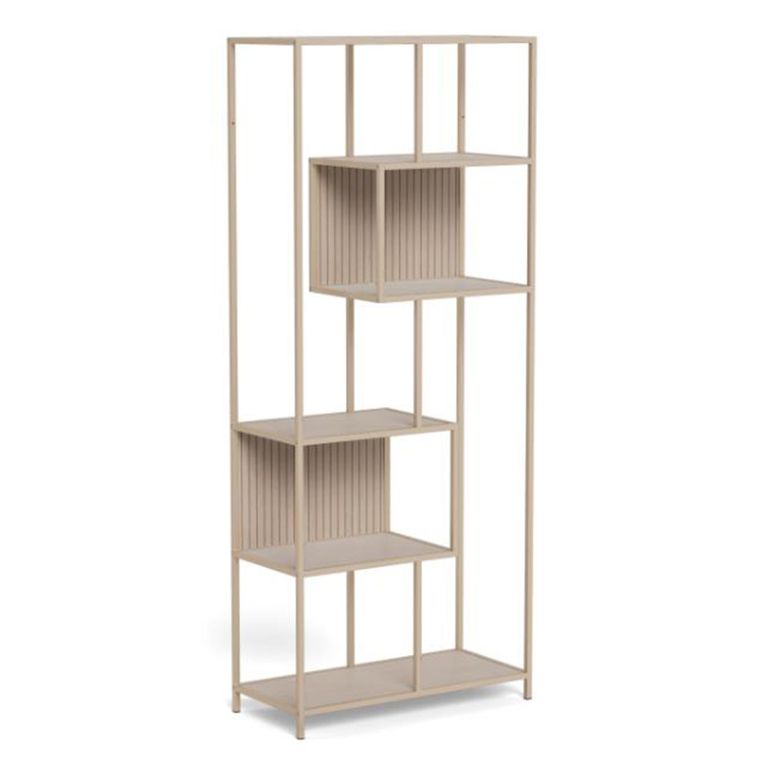 Seaford Shelving Unit - Tall - Slatted - Grey Melamine and Metal