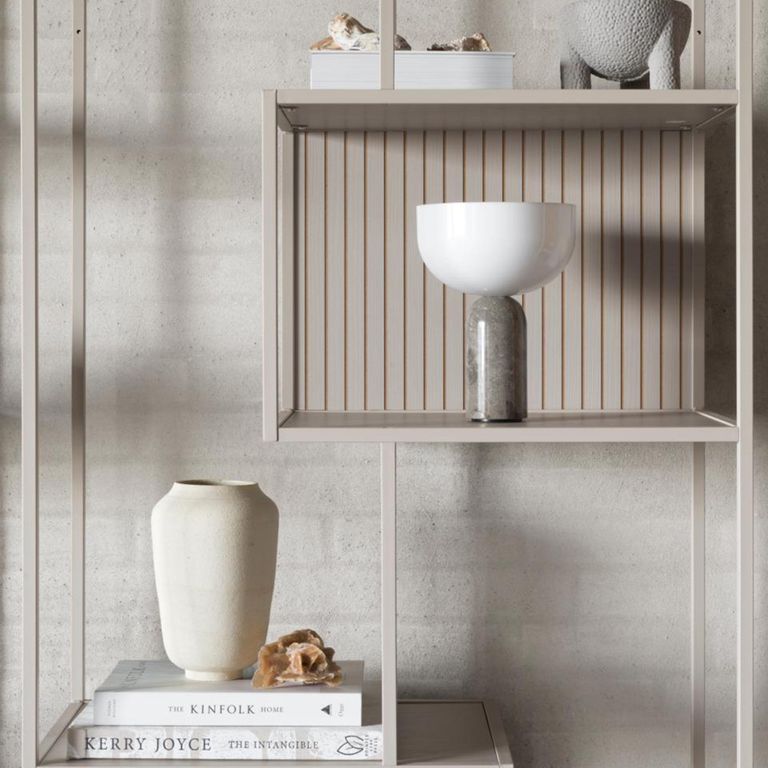 Seaford Shelving Unit - Tall - Slatted - Grey Melamine and Metal
