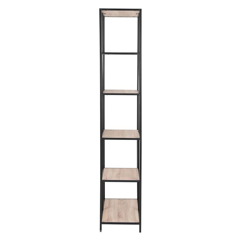 Seaford Bookshelf - Tall Open - Sonoma Oak and Black Metal
