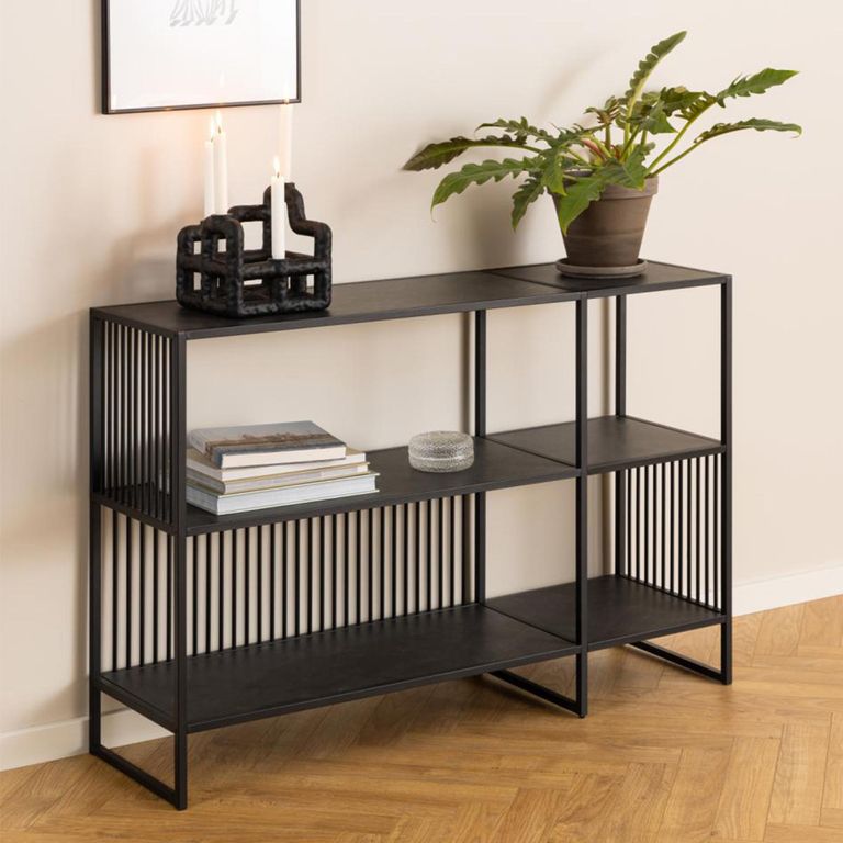 Strington Low Bookcase - Black Marble Effect