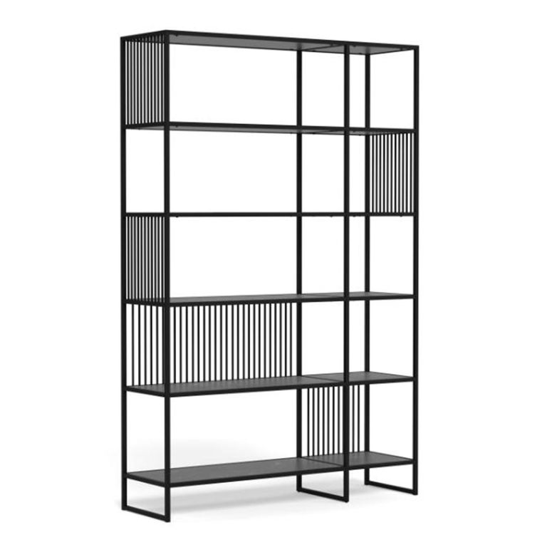 Strington Wide Bookcase - Black Marble Effect