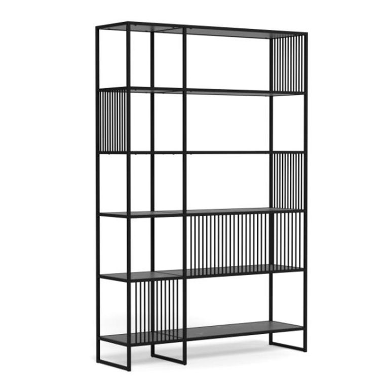 Strington Wide Bookcase - Black Marble Effect