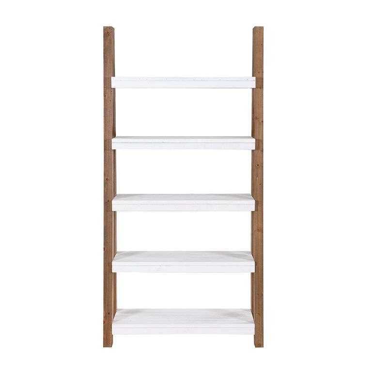 Trinity Reclaimed Wood & White Bookcase - Open