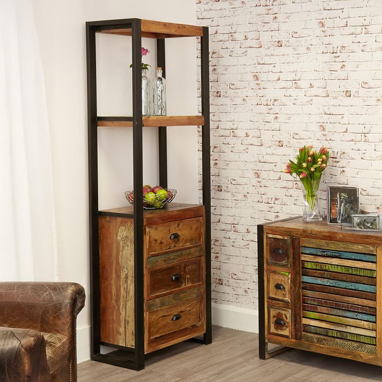 Urban Chic Reclaimed Alcove Bookcase - 3 Drawer