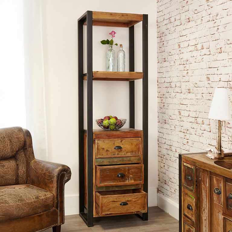 Urban Chic Reclaimed Alcove Bookcase - 3 Drawer