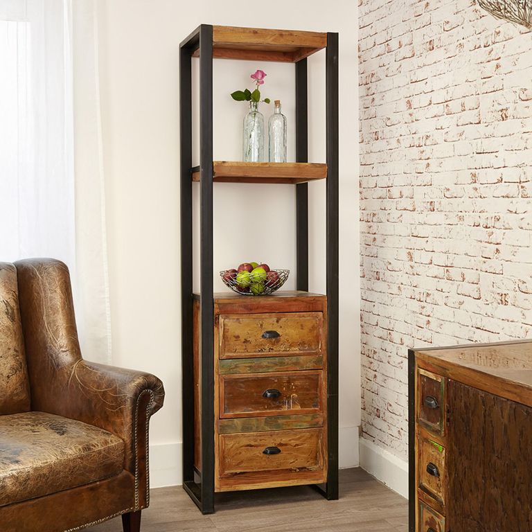 Urban Chic Reclaimed Alcove Bookcase - 3 Drawer